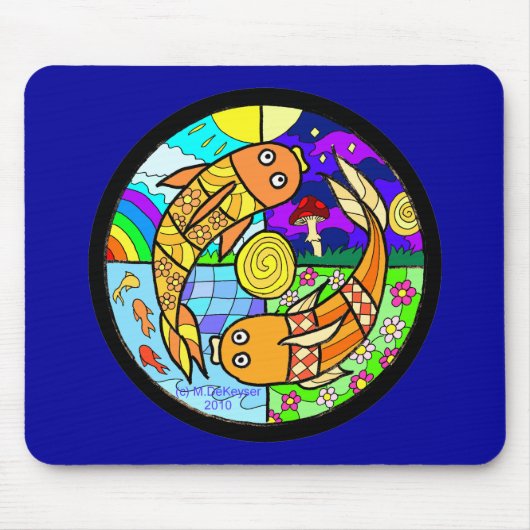 Koi Fische Pyschedelic elementarer Mandela Mousepad (Vorne)