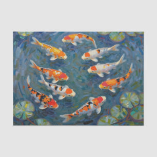 Koi-Fische Seerosen Impressionistischer Teich Seidenpapier