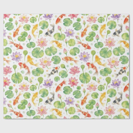 Koi-Fische und Lotus Geschenkpapier (Flach)