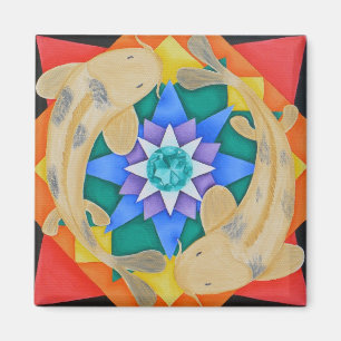 Koi Fische und Lotus-Magnet Magnet