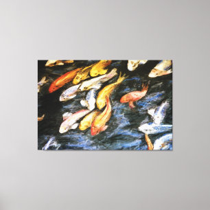 Koi Fischteich Gemälde gezackte Canvas Art Print Leinwanddruck