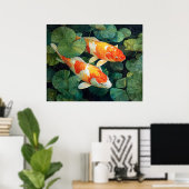 Koi-Fischteich Seerosenblätter Poster (Heimbüro)