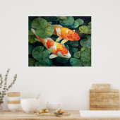 Koi-Fischteich Seerosenblätter Poster (Küche)