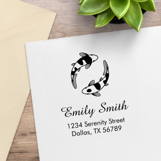 Koi Fish Adresse Gummistempel