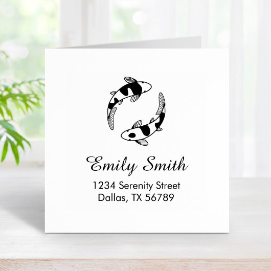 Koi Fish Adresse Gummistempel