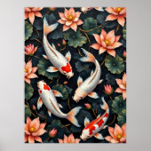 Koi Fish and Lotus Blume Poster (Vorne)