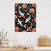 Koi Fish and Lotus Blume Poster (Küche)