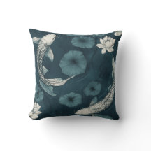 Koi Fish and Lotus Garden Throw Kissen