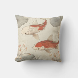 Koi Fish and Lotus Japanese Pillow Kissen