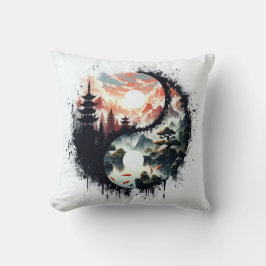 Koi Fish and Temple Yin Yang Kissen