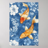  koi fish and the deep indigo blue of the floral  poster (Vorne)