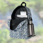 Koi Fish and Water Lily Blue Chinoiserie Monogram Bedruckter Rucksack