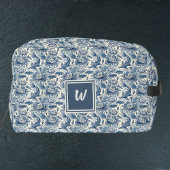 Koi Fish and Water Lily Blue Chinoiserie Monogram Waschbeutel