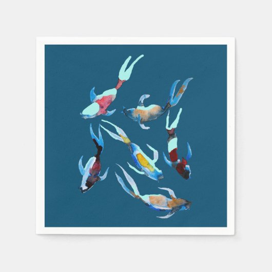 Koi Fish Aquarell Japanische Kunst Serviette (Vorderseite)