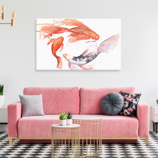 Koi Fish Aquarellmalerei Leinwanddruck (Insitu (Wohnzimmer))