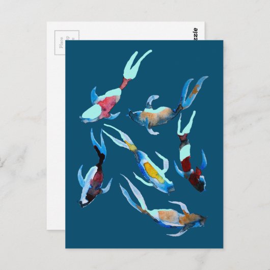 Koi Fish Aqucolor Postkarte (Vorne/Hinten)