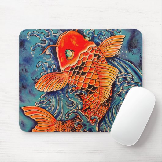 "Koi Fish" Art Mouse Pad Tattoo Style Mousepad (Mit Mouse)