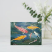 Koi Fish Art schwimmen Postkarte (Stehend Vorderseite)