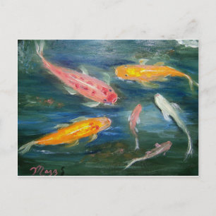 Koi Fish Art schwimmen Postkarte