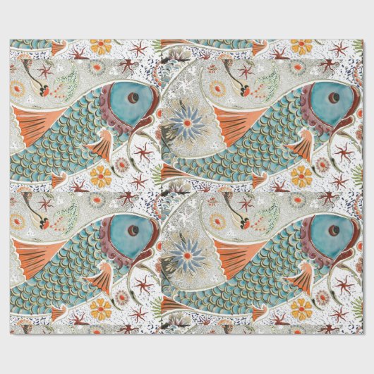 Koi Fish Art , Wrapping Paper Geschenkpapier (Flach)