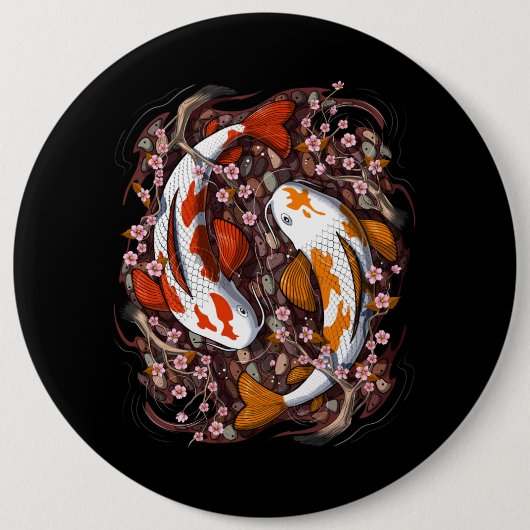 Koi Fish Cherry Blossom Button (Vorderseite)