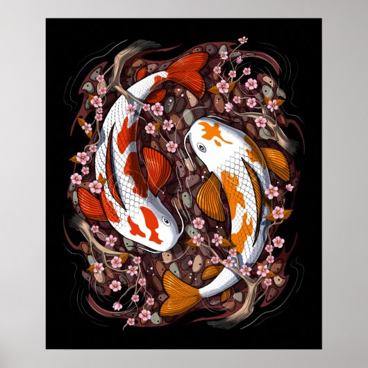 Koi Fish Cherry Blossom Poster (Vorne)