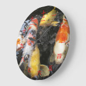 Koi Fish Chinese Numeral Character (Roter Schrifta Große Wanduhr (Winkel)