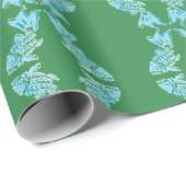 Koi Fish Chinoiserie Ogee in Green and Aqua Geschenkpapier (Rolleneckpunkt)