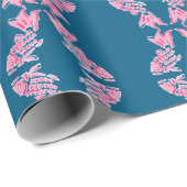 Koi Fish Chinoiserie Ogee in Pink and Deep Aqua Geschenkpapier (Rolleneckpunkt)