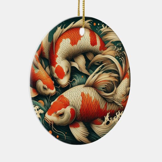 Koi Fish Christmas Keramik Ornament (Rechts)
