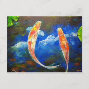 Koi Fish Cloud Reflections Postkarte