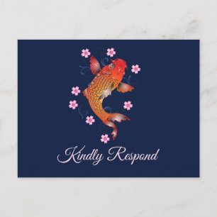 Koi FIsh Custom RSVP Card Einladungspostkarte