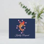Koi FIsh Custom RSVP Card Einladungspostkarte (Stehend Vorderseite)
