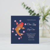 Koi Fish Custom Wedding Einladung (Stehend Vorderseite)
