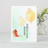 Koi Fish Dream Quote Art Print – "Follow Your Drea Einladung (Stehend Vorderseite)