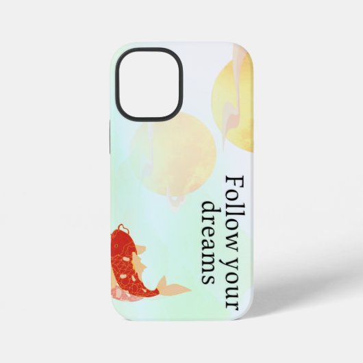 Koi Fish Dream Quote Art Print – "Follow Your Drea iPhone Hülle (Rückseite)