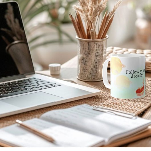 Koi Fish Dream Zitat Kunst - "Befolgen Sie Ihre Ha Kaffeetasse