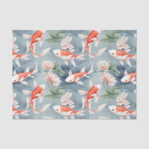Koi Fish Floral Pond Decoupage Seidenpapier
