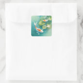 Koi Fish Gentle Symphony Quadratischer Aufkleber (Tasche)