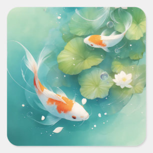 Koi Fish Gentle Symphony Quadratischer Aufkleber