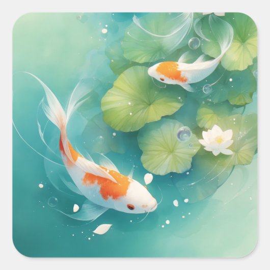 Koi Fish Gentle Symphony Quadratischer Aufkleber (Vorderseite)