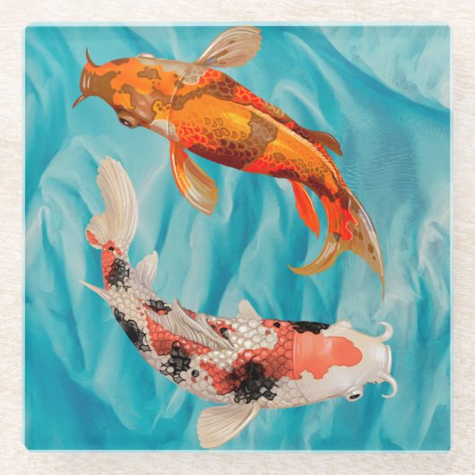 Koi Fish Glasuntersetzer (Vorderseite)