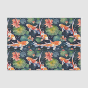 Koi Fish Green Lily Pads Pond Decoupage Seidenpapier