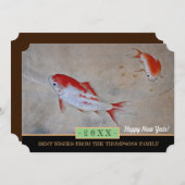 Koi Fish & Happy New Year! Karte /20XX Grüße (Vorne/Hinten)
