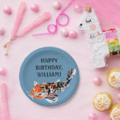 Koi Fish Illustration Orange, Blue Birthday Party Pappteller (Party)