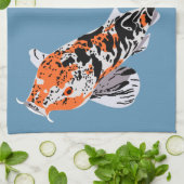 Koi Fish Illustration Orange und Blau Personalisie Geschirrtuch (Gefaltet)