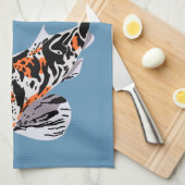 Koi Fish Illustration Orange und Blau Personalisie Geschirrtuch (Viertel Falte)