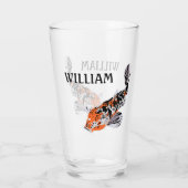 Koi Fish Illustration Orange und Blau Personalisie Glas (Rückseite)