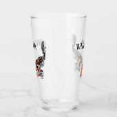 Koi Fish Illustration Orange und Blau Personalisie Glas (Links)