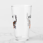 Koi Fish Illustration Orange und Blau Personalisie Glas (Rechts)
